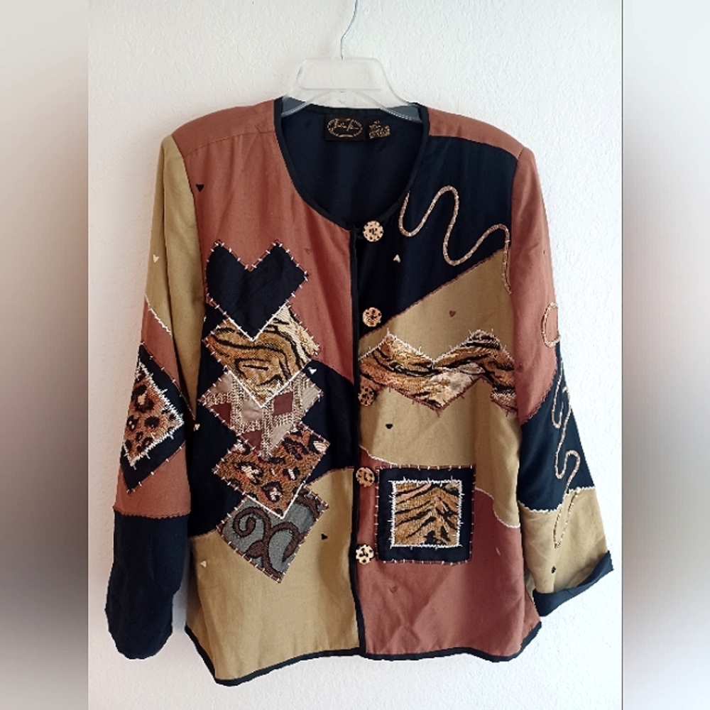 Julia Kim Vintage Women's patchwork Jacket  XL